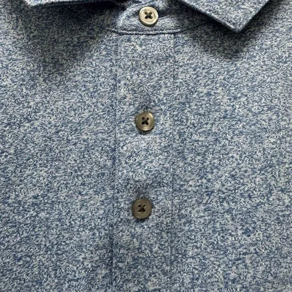 Paul Fredrick Polo Shirt Mens XXL Blue Heathered Space Dye Short Sleeve Knit - Picture 5 of 6